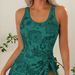 Women's Clothing Conservative Retro Printed Skirt Style Triangle One Piece Swimsuit For Women_ecoleips.com