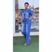 Women's Distressed Blue Denim Short Sleeve Set – Trendy Oversized Casual Two-Piece Outfit_ecoleips.com
