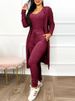 K European And American Style Cardigan Long Casual Pants Set Jumpsuit Solid Color Women's Clothing_ecoleips.com