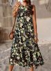 Summer Women Halter Neck Short Sleeve Dress Loose Fit Casual Swing Sundress For Beach Vacation Holiday Wear_ecoleips.com