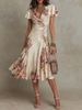 Women's Clothing Women's Casual Printed Pleated Floral Dress Spring Summer New Fashion_ecoleips.com