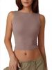 Women's Clothing Brown Sleeveless Vest Slim Hot Girl Sexy Vest Backless Top_ecoleips.com