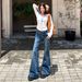 American Retro Style|Stretchy And Slimming|Women's Flared Denim Cotton Long Pants, Extra Length_ecoleips.com