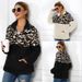 Women's Reversible Fleece Zip-Up Hoodie With Leopard Print & Camouflage, Cozy Pullover Sweatshirt For Winter, Casual Loungewear_ecoleips.com