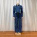 Women's Clothing Denim Suit Lapel Cardigan Long Sleeved Top Straight Trousers Two Piece Set_ecoleips.com