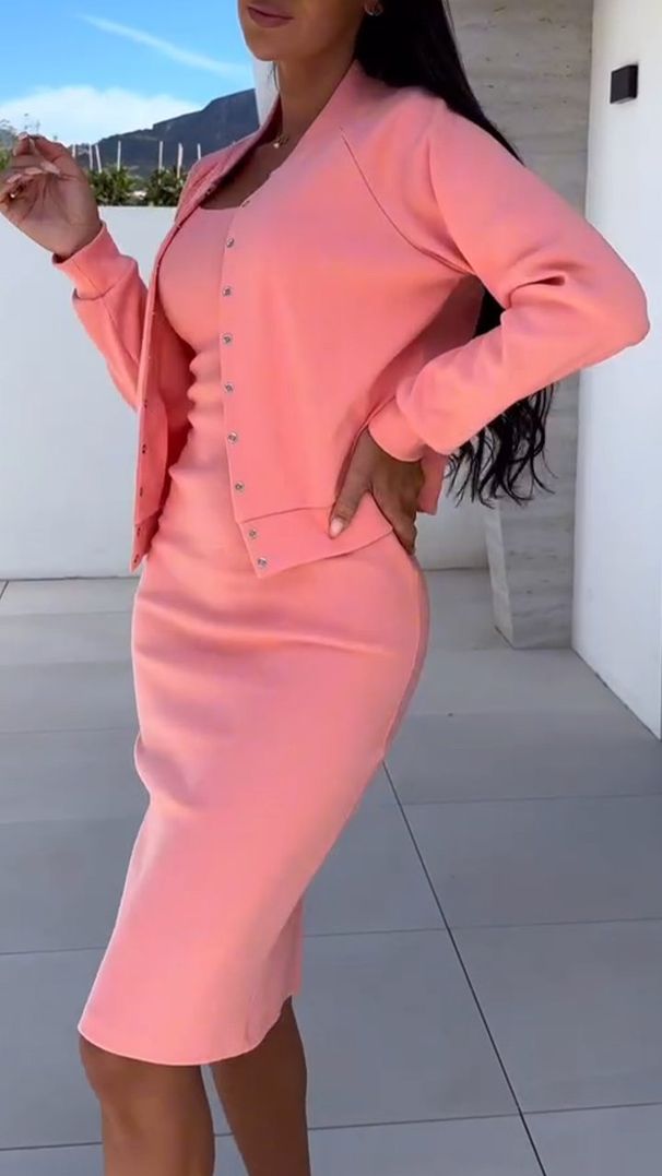 Women’s Stylish Suspenders Skirt & Jacket Set – Trendy Two-Piece Outfit For Fall & Winter (Light Gray/Pinkish/Orange/Black/Rose Red, S-XXXL)_ecoleips.com