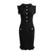Women's Clothing Summer Sleeveless Wavy Wood Ear Edge Doll Collar Fishtail Knitted Vest Dress For Women_ecoleips.com