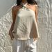 Voya Women's New Style Hanging Neck Camisole Vest Women's French Retro Twisted Backless Loose Sleeveless Top_ecoleips.com