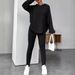 Women's Clothing Solid Color Striped Loose Hooded Fashion Temperament Trousers Set_ecoleips.com