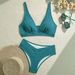Aria Basics New Cross-border Thin Deep V 2025 Solid Color Sexy Bikini Hot Girl Two-piece Swimsuit Set In European And American Style_ecoleips.com