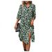 European American Foreign Trade Leopard Print Sleeve Shirt Dress, Woven Three-quarter Sleeve, Loose And Stylish Women's_ecoleips.com