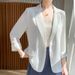 Chiffon Satin Blazer, Thin Jacket Summer Short Style, Elegant Casual Cardigan For Petite Women, Sun Protection Top_ecoleips.com