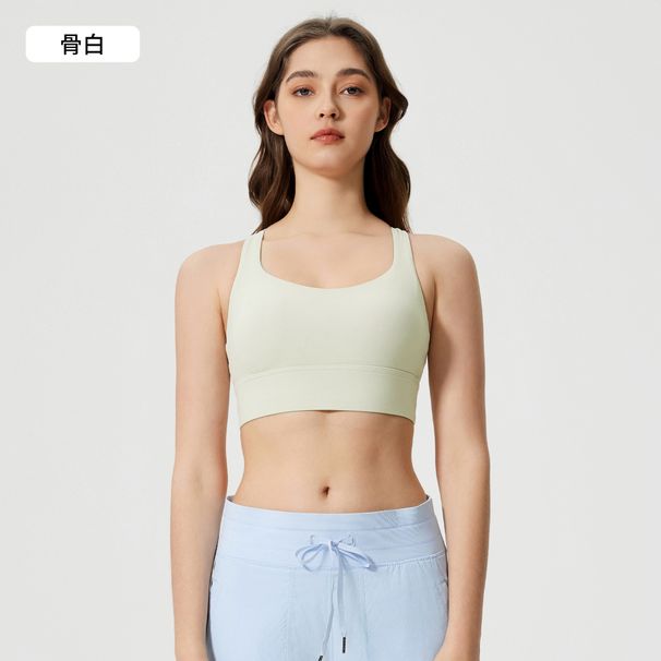 New Dropshipping Style Wide Hem Sports Bra, Wire Free, Thin Straps, Cross Back Yoga Fitness Bra_ecoleips.com