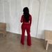 Spring Summer Women's Lace Top And Pants Two Piece Set Long Sleeved Hollow Out Cardigan Tie Waist American Style_ecoleips.com