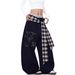 Women's Trendy Hip Hop Wide Leg Casual Pants Free Belt Street Dance Jazz Curved Pants for Summer Spring Autumn Fashion_ecoleips.com