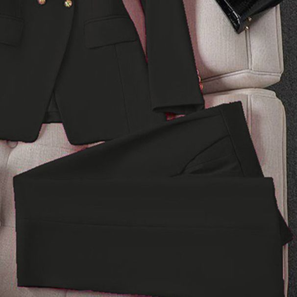 Women's Retro Style Blazer And Trousers Set Slim Fit Korean Fashion Casual Elegant Top With Long Sleeves For Spring Autumn_ecoleips.com