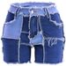 2025s Summer New Patchwork Women's Denim Shorts Jeans Women_ecoleips.com
