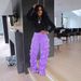 Retro Velvet Cargo Pants – Oversized High-Waist Workwear Trousers (Navy/Green/Purple, S-XXL)_ecoleips.com