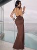 Mozision Backless Draped Ruched Sexy Maxi Dress Women Gown Elegant O Neck Sleeveless High Waist Skinny Club Party Long Dresses_ecoleips.com