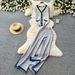 Women's Slim Fit Stripe Knit Cardigan And Wide-Leg Pants Set Lightweight Summer Outfit for Casual And Office Wear Pink Gray Yellow_ecoleips.com