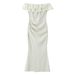 Women's Clothing Plus Size Off-Shoulder Dress Seine Dance Style Waist Fitted Fishtail Two-Way Long Summer French Dress_ecoleips.com