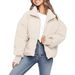 Women's Clothing Cotton Padded Jacket Loose Fit Short Puffer Jacket Warm Winter Coat Casual Slimming Quilted Down Alternative Coat With Stand Collar_ecoleips.com