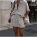 Women's Clothing Striped Shirt Shorts Suit Fashionable Comfortable Casual Loose Retro And Versatile Sets_ecoleips.com