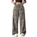 Street Style Low-Rise Relaxed Fit Straight Leg Pants With Leopard Print, Summer Casual Wide Leg Trousers For Women_ecoleips.com