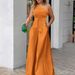 Women's Clothing Fashion 2023 Summer Slant Collar Single Side Lace Irregular Off Shoulder High Waist Pocket Wide Leg Pants Casual Jumpsuit_ecoleips.com