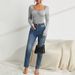 Voya 2026 Cross-Border Women's Clothing Simple Design Square Neck T-Shirt Spring/Summer Slim Fit Versatile Slimming_ecoleips.com