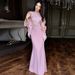 Modest Evening Dress Women's Summer Elegant Solid Color Beaded Bell Sleeve Evening Dress European American Style Muslim Fashion_ecoleips.com