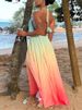 Summer Sexy Boho Dress Women Backless Neck Lace Gradient Loose Temperament Fashion Dress Elegant Casual Loose Beach Party Dress_ecoleips.com