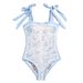 Retro Floral One-Piece Bandeau Tie Strapless Summer Swimsuit Double-Sided Reversible Swimwear Lined Beach Bathing Suit_ecoleips.com