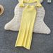 Elegant French Style Knit Top & High Waist Pencil Skirt Set – Inspired Collar & Slit Design_ecoleips.com