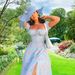 Floral Print Wrap V-Neck Slit Maxi Dress For Women, Elegant Ruffle Hem Summer Casual Sundress Breathable Comfort_ecoleips.com