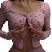 Floral Print Women's Casual Suit Low Cut Round Neck Long Sleeved Top With Shorts Tight Fit_ecoleips.com