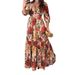 Women's Clothing Summer New Women's Dress Fashionable And Elegant Printed Lace Up V Neck Swing Dress_ecoleips.com