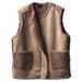 Reversible Faux Shearling Vest – Women’s Winter Layering Staple | Oversized Lambswool-Like Vest With Polo Collar (Black/Coffee, M-3XL)_ecoleips.com