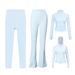 Women's Clothing Women's Short Hooded Jacket Four Piece Set With Flared Pants And Cropped Pants Slim Fit Elastic Sportswear_ecoleips.com