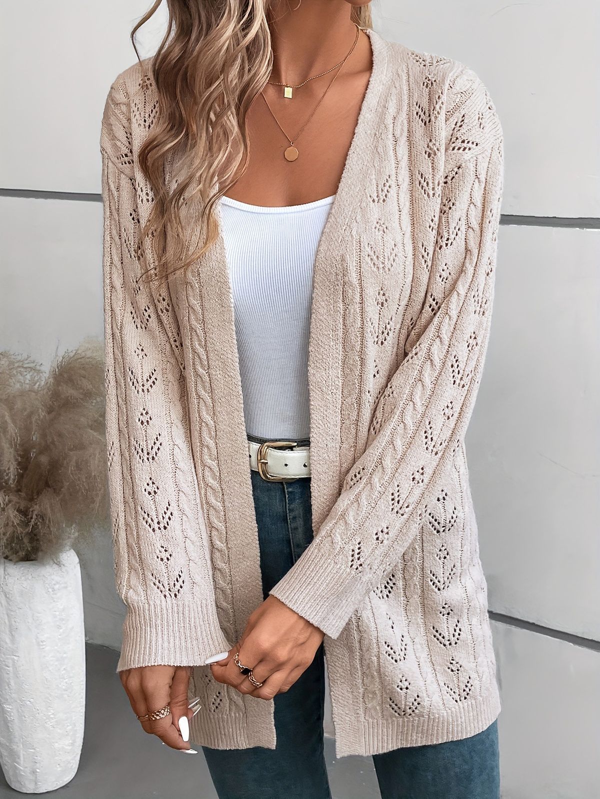 2024 European And American Women's Fashion V-neck Cross-border Autumn/Winter New Elegant Cardigan_ecoleips.com