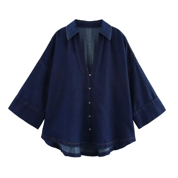 Women's Clothing ZARZ Oversized Denim Shirt & Wide-Leg Jeans Set – 90s Vintage Relaxed Fit Two-Piece Outfit_ecoleips.com