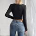 Voya Women's Fashion Simple Style Versatile T-shirt For Spring And Summer Slim Fit Short Style Sexy Contrasting Color Top_ecoleips.com