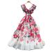 Elegant French Dress For Women Ruffled V Neck Slim Waist Printed Long Skirt Summer High End Fashion_ecoleips.com