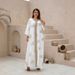 Verve ZD016 Muslim Women's Evening Dress Floral Gold Foil Abaya Robe_ecoleips.com
