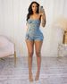 K European And American Women's Strapless Elastic Denim Jumpsuit_ecoleips.com