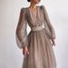 Women's Clothing Temperament Lady Puff Sleeve Polka Dot Swing Dress_ecoleips.com