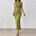 2025 Summer New College Style Simple Solid Color Top And Skirt For Women Two-Piece Set_ecoleips.com