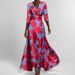 This Women's Dress Is Fashionable, Elegant And Stylish. It Features A V-Neck, Printed Tie And A Large Skirt Hem_ecoleips.com