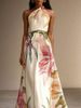 Women's Elegant Long Dress Positioning Print for Runway Parties And Vacations Casual Elegant Maxi Dress_ecoleips.com