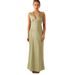Women's Solid Color Satin Sleeveless V Neck Halter Dress Backless Tie Up Slim Long Dress Summer New Style Sexy_ecoleips.com